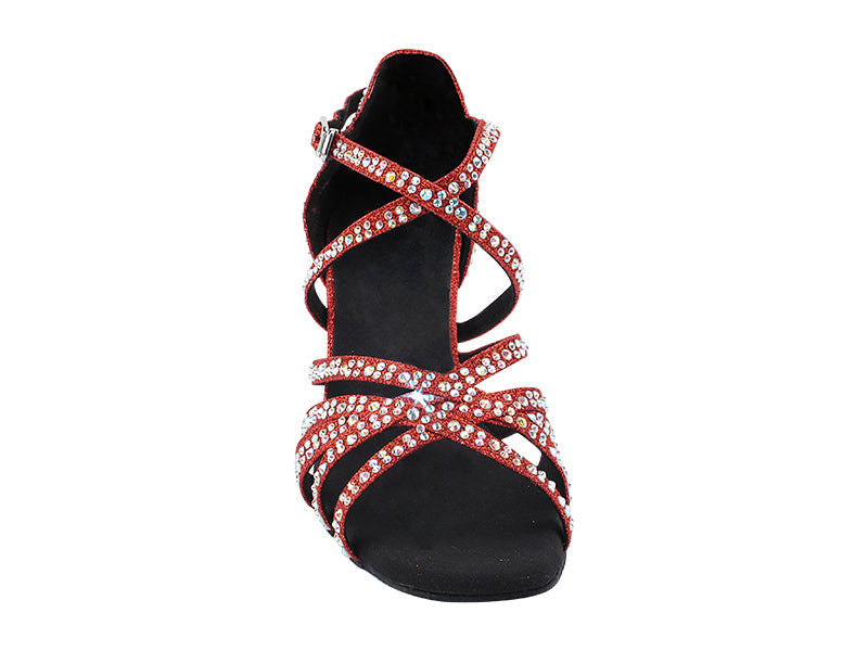 3037Bling Red Glitter Satin with 2.5" Heel (2899) in the photo