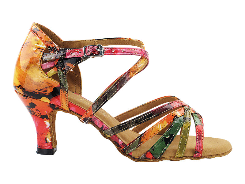 3037LEDSS 172 Rainbow Flower Paternt PU with 2.5" Heel (2899) in the photo