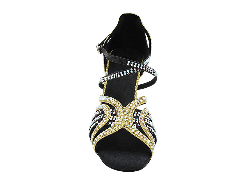3038Bling Black & Gold Glitter Satin with 3" Heel (6812) in the photo