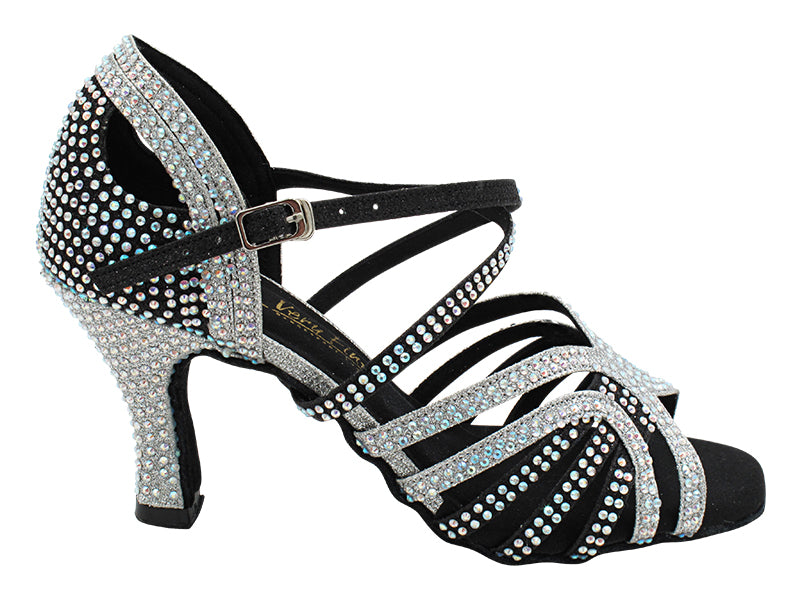 3038Bling Black & Silver Glitter Satin with 3" Heel (6812) in the photo