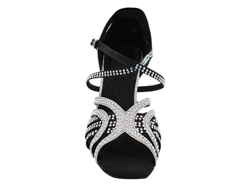 3038Bling Black & Silver Glitter Satin with 3" Heel (6812) in the photo