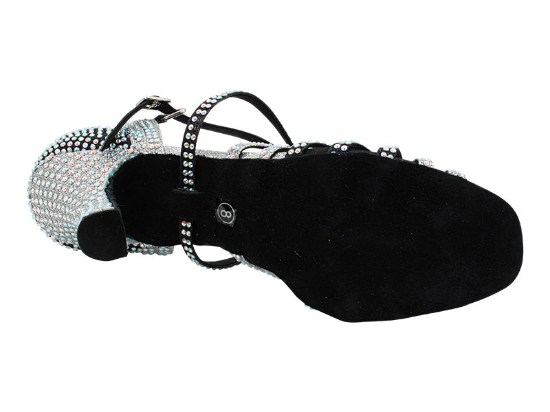 3038Bling Black & Silver Glitter Satin with 3" Heel (6812) in the photo