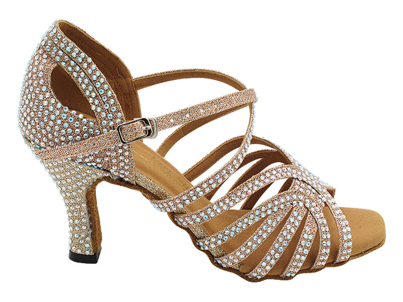 3038Bling Champagne Glitter Satin with 3" Heel (6812) in the photo