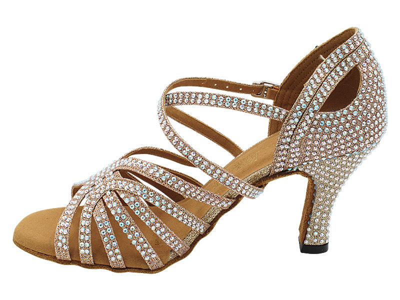 3038Bling Champagne Glitter Satin with 3" Heel (6812) in the photo