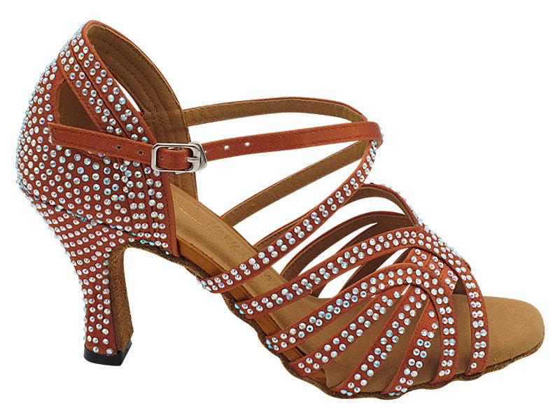 3038Bling Dark Tan Satin with 3" Heel (6812) in the photo