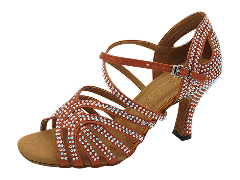 3038Bling Dark Tan Satin with 3" Heel (6812) in the photo
