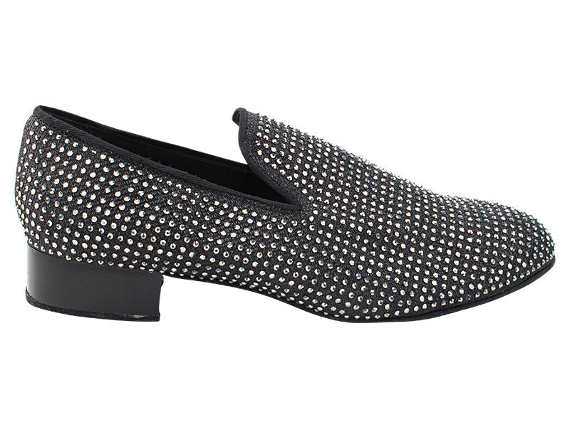 3526Bling Black Glitter Satin & Black Diamond with Men 1" Standard Heel (2002) in the photo
