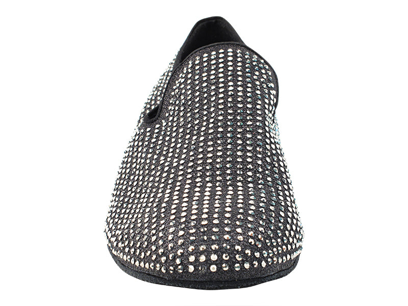 3526Bling Black Glitter Satin & Crystal AB with Men 1" Standard Heel (2002) in the photo
