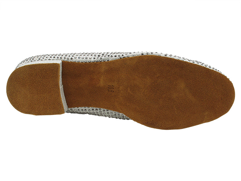 3526Bling White Glitter Satin & Grey Rhinestones with Men 1" Standard Heel (2002) in the photo