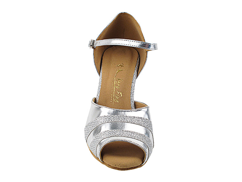 3750LEDSS Silver Leather & Silver Glitter Satin Trim with 3" Heel (6812) in the photo