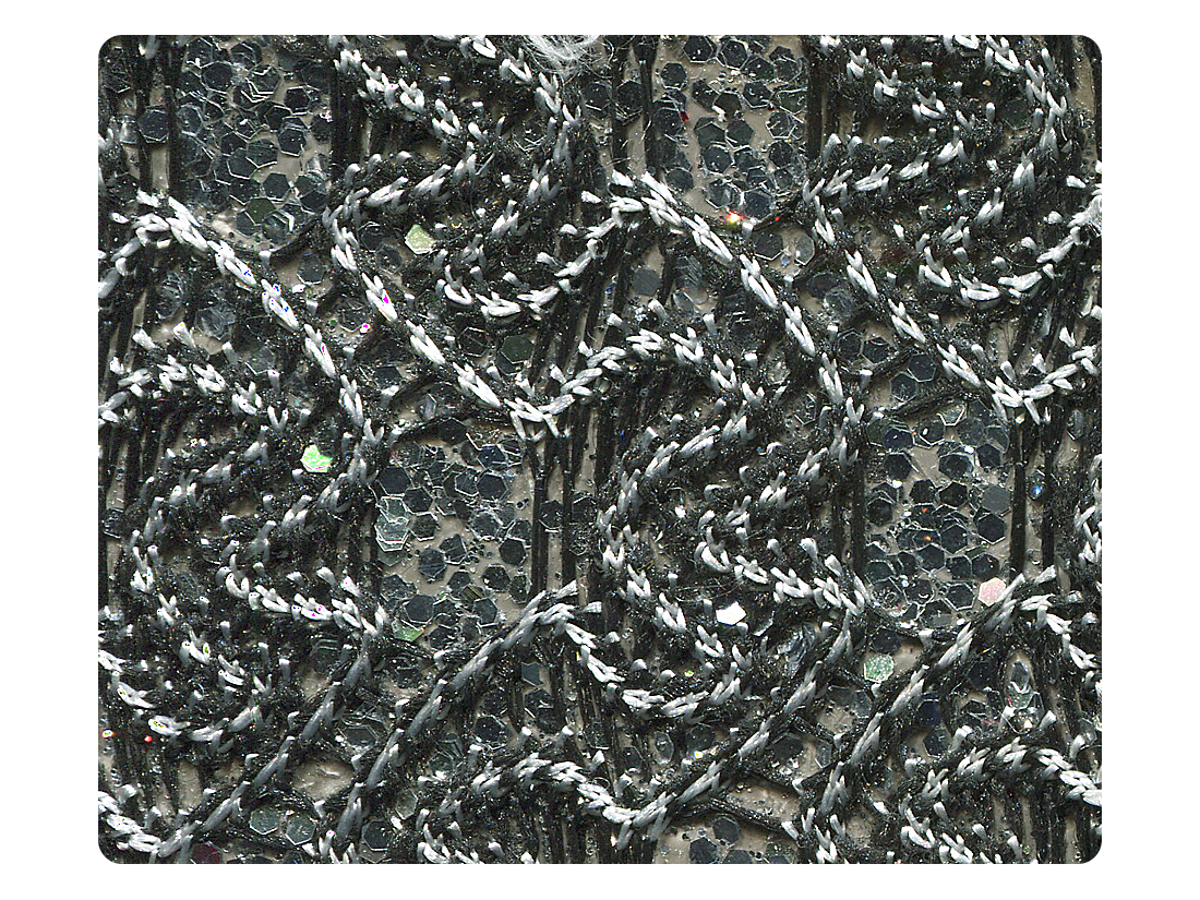 46 Black White Knitted Silver Sparkle Fabric Swatch