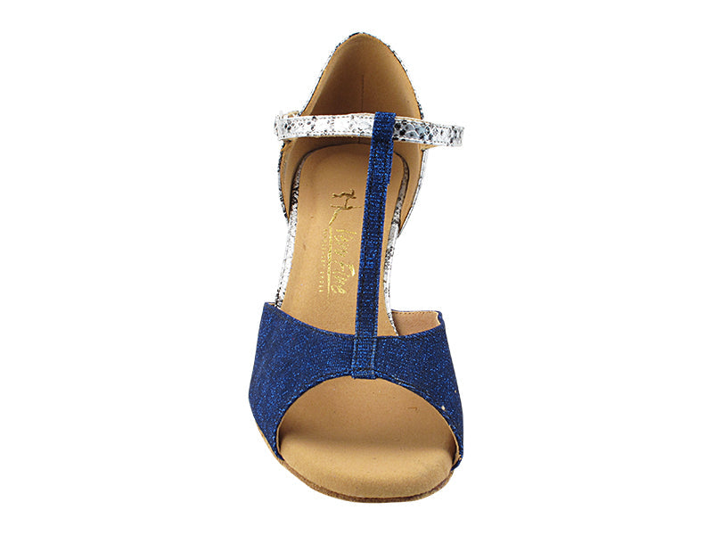 5004 67 Glitter Dark Blue Illusion Satin_F_T_ 181 Silver Snake PU_B_H with 2.5" Heel (2899) in the photo