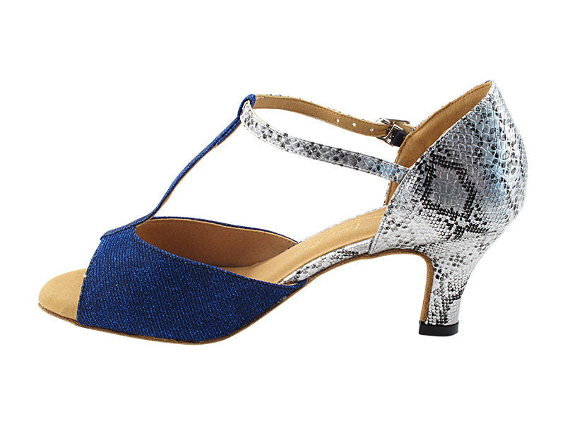 5004 67 Glitter Dark Blue Illusion Satin_F_T_ 181 Silver Snake PU_B_H with 2.5" Heel (2899) in the photo