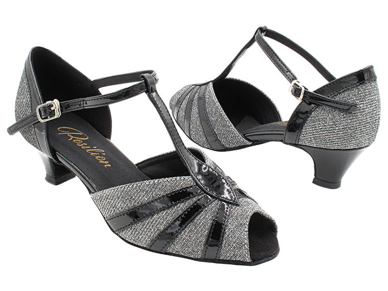 5005 105 Glitter Black_Black Patent Trim with 1.3" Cuban Heel (387) in the photo