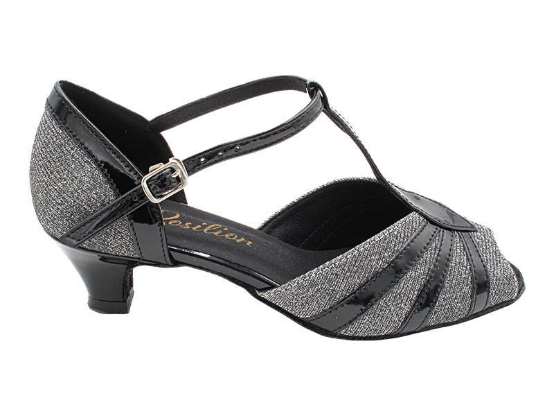 5005 105 Glitter Black_Black Patent Trim with 1.3" Cuban Heel (387) in the photo