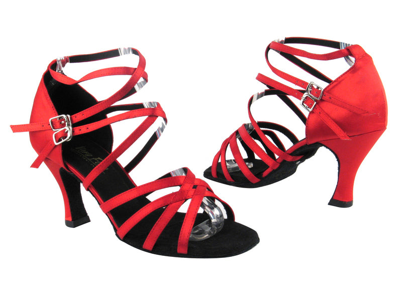 5008 112 Red Satin with 3.5" Heel in the photo