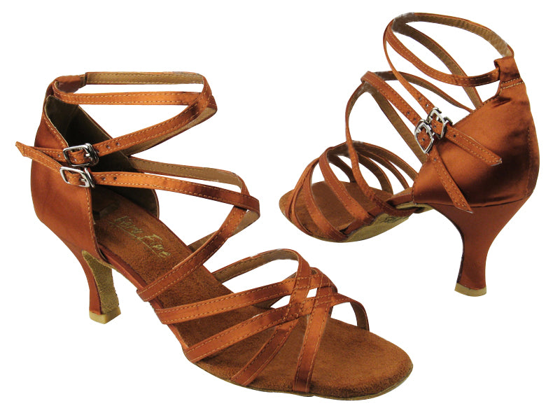 5008 236 Dark Tan Satin with 3" heel in the photo