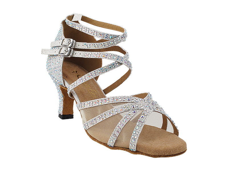 5008Bling White Glitter Satin & Mesh with 2.5" Heel (2899) in the photo
