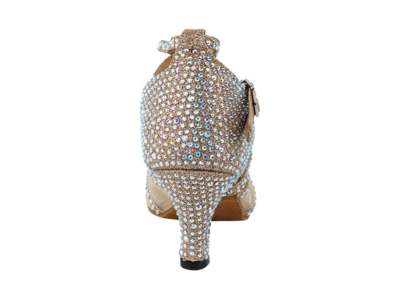 5008Bling Champagne Glitter Satin & Mesh with 2.5" Heel (2899) in the photo