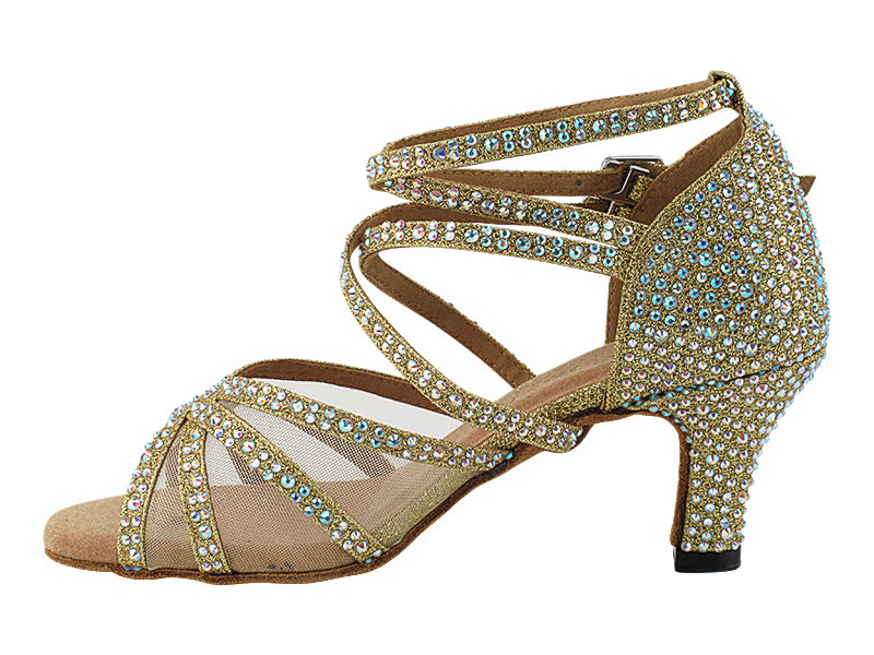 5008Bling Gold Glitter Satin & Mesh with 2.5" Heel (2899) in the photo