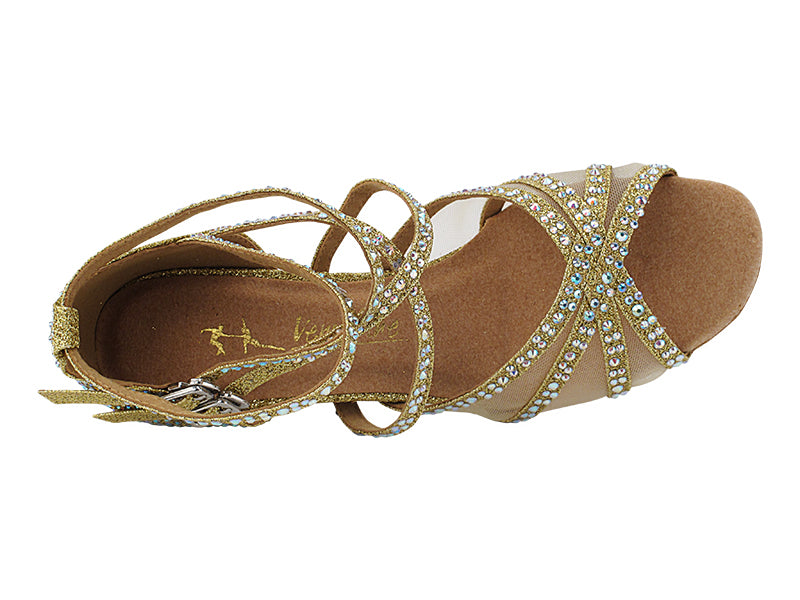 5008Bling Gold Glitter Satin & Mesh with 2.5" Heel (2899) in the photo