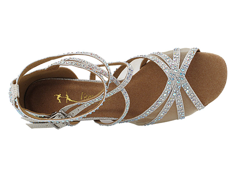 5008Bling White Glitter Satin & Mesh with 2.5" Heel (2899) in the photo