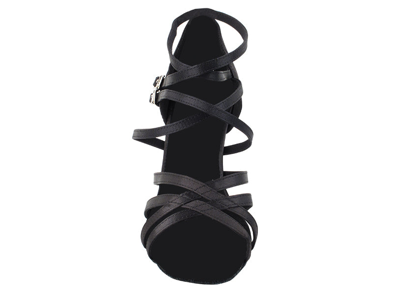 2829LEDSS Black Satin_Black Trim with 3.5" Stiletto Black Plated Heel in the photo