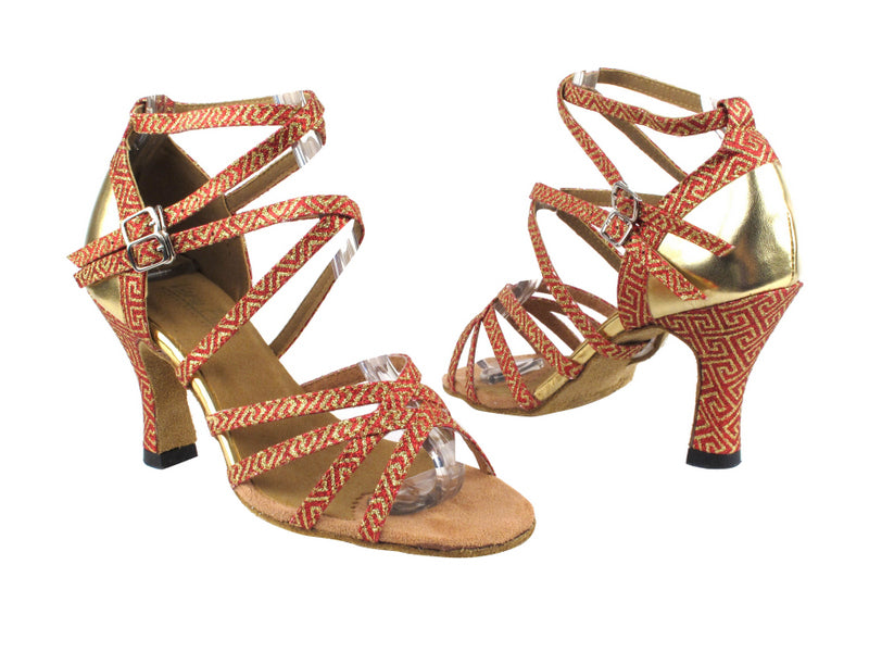 5008Mirage 239 Red Gold Stardust_S_T_H_Gold Leather_B with 3" Heel in the photo