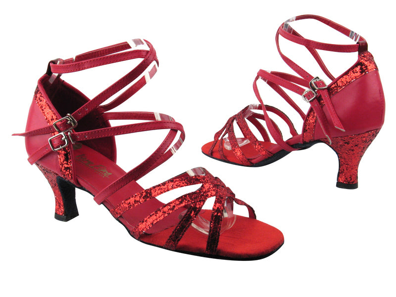 5008Mirage Red Sparkle_Red Leather with 2.5" low heel in the photo