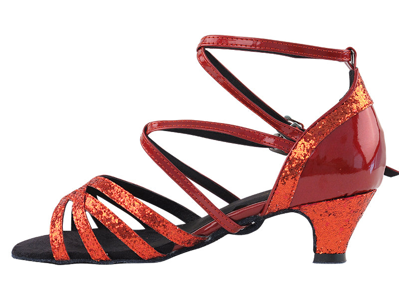 5008Mirage Red Sparkle & Red Patent & Cuban Heel