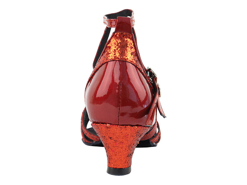 5008Mirage Red Sparkle & Red Patent with 1.3" Heel in the photo