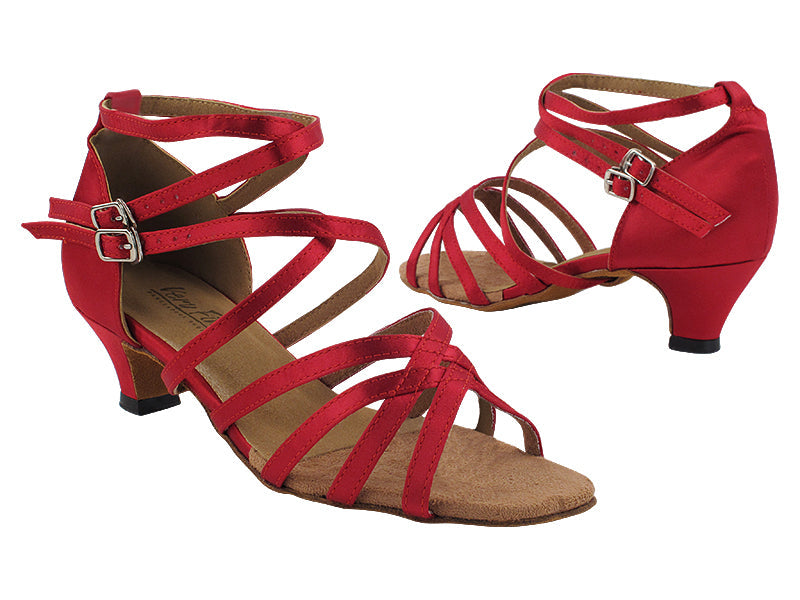 5008 268 Dark Red Satin_Brown Insole with 1.3" Cuban Heel (387) in the photo