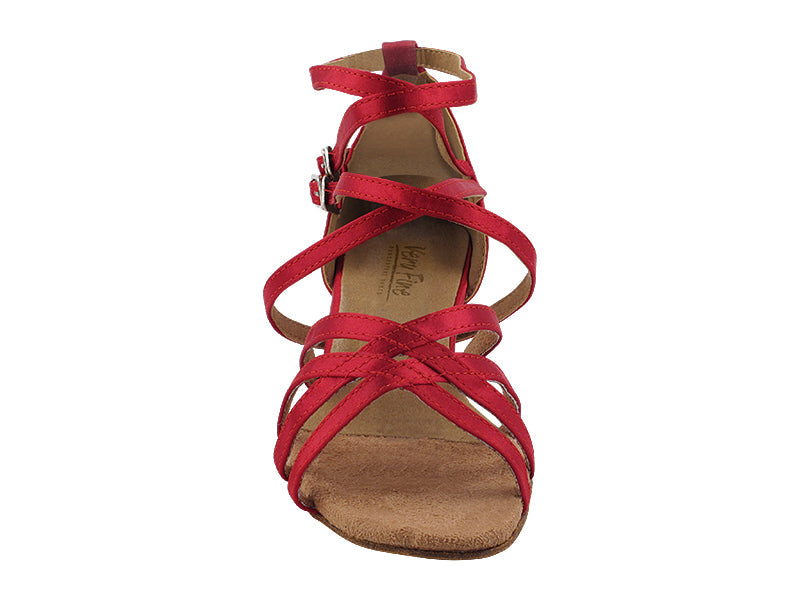 5008 268 Dark Red Satin_Brown Insole with 1.3" Cuban Heel (387) in the photo