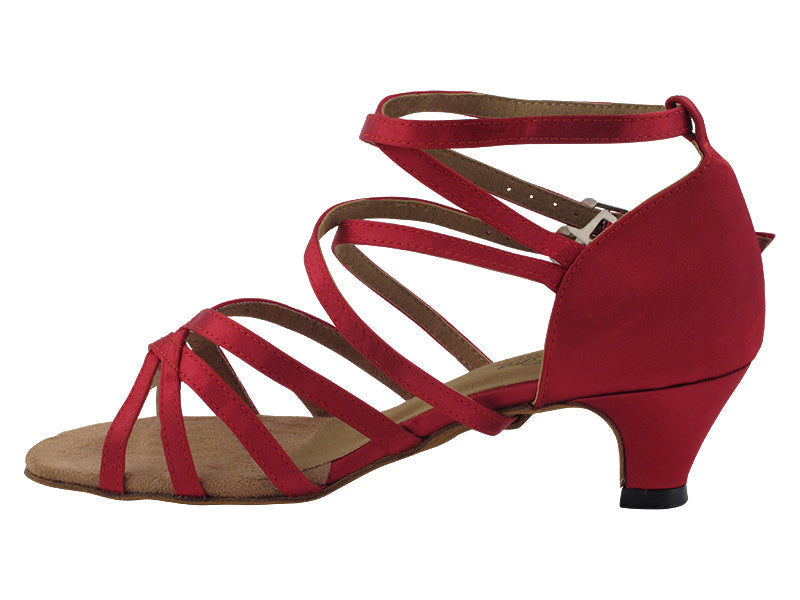 5008 268 Dark Red Satin_Brown Insole with 1.3" Cuban Heel (387) in the photo