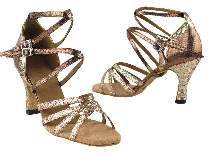 5008Mirage Rainbow Sparkle & Snake Copper with 3" Heel in the photo
