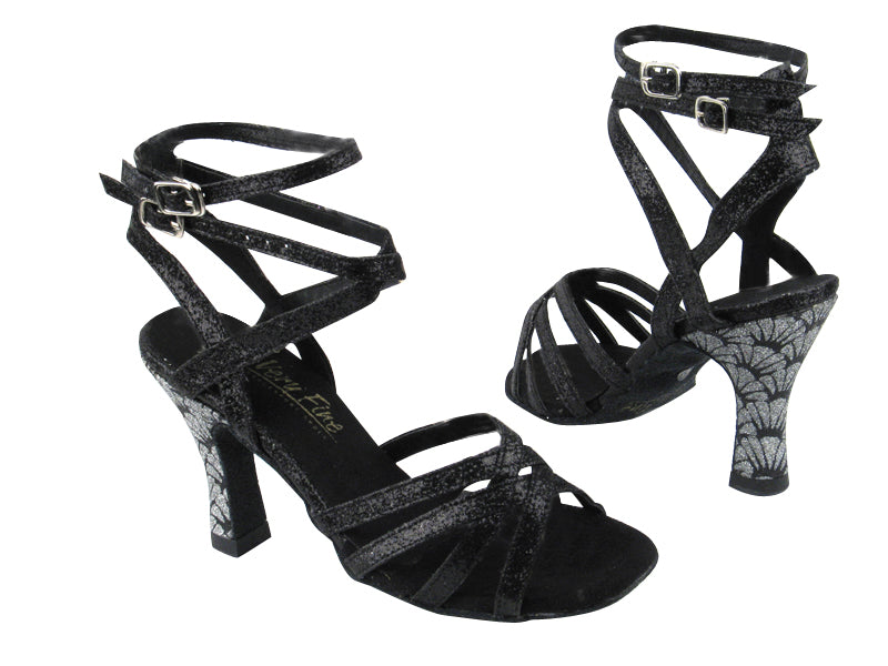 5009 127 Black Stardust_218 Black_Silver Print Stardust with 3" heel in the photo