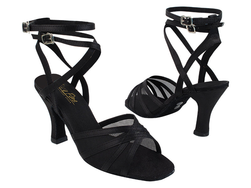 5009 38 Black Satin_Black Mesh with 3" Heel in the photo