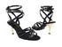 5009 Black Satin with 3" Gold Flower Plated Heel in the photo