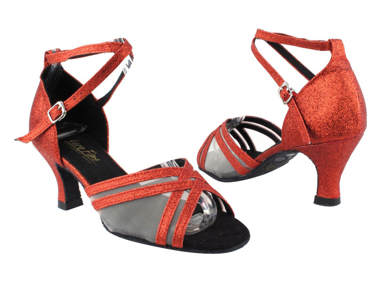 5017 Red Stardust_Flesh Mesh with 2.5" Heel in the photo