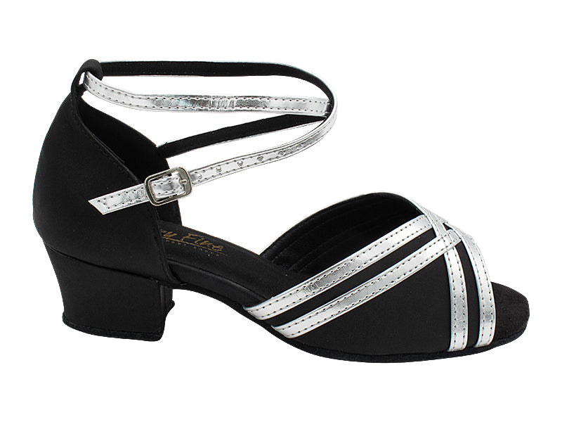 5017 Black Satin_M_B_H_Silver Leather Trim_S with 1.5" Heel (2001) in the photo