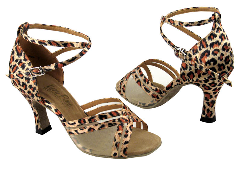 5017 Leopard & Flesh Mesh with 3" Heel in the photo