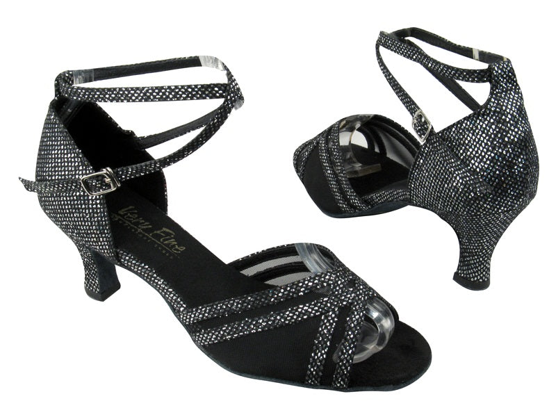 5017 Black Sparklenet_Black Mesh with 2.5" Low heel in the photo