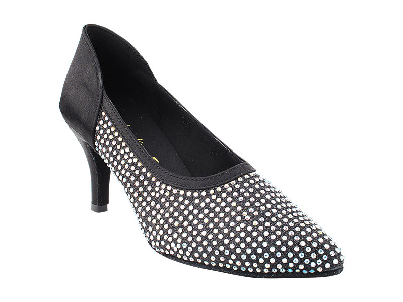 5502Bling Black Glitter Satin  with 2.75" Stiletto Heel (385) in the photo