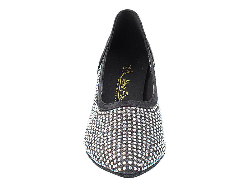 5502Bling Black Glitter Satin  with 2.75" Stiletto Heel (385) in the photo