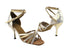 6005 180 White Gold Wave_B_57 Light Gold Leather_S with 3" Slim Gold Plated Heel in the photo