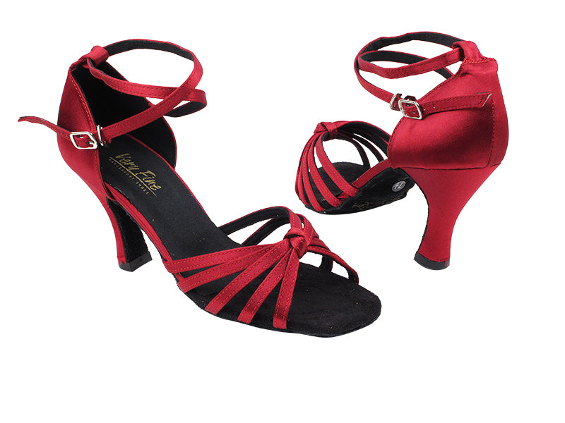 6005 268 Dark Red Satin with 3" Heel in the photo
