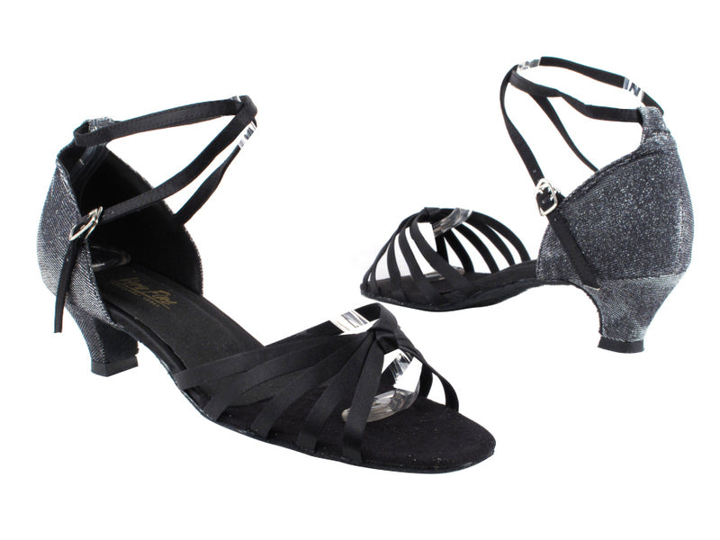 6005 Black Satin_F_S_105 Glitter Black Satin_B with 1.3" Heel in the photo