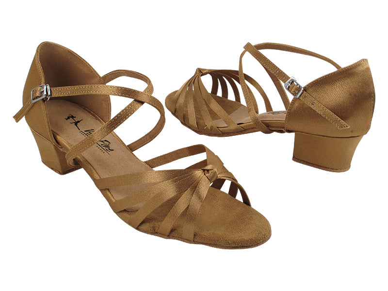6005C Brown Satin with 1.5" Medium Heel in the photo