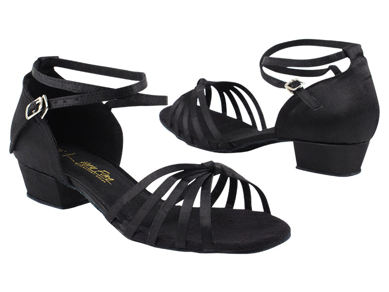 6005FT Black Satin with 1" Flat Heel in the photo
