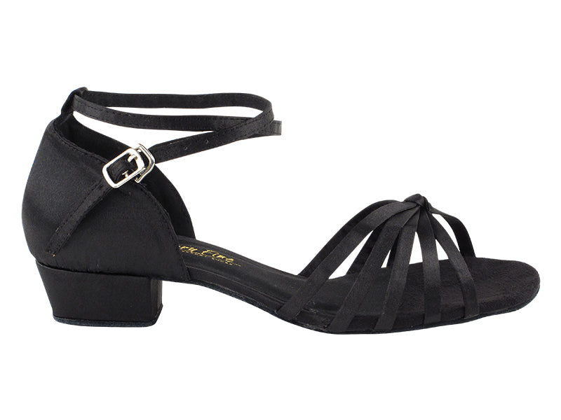 6005FT Black Satin with 1" Flat Heel in the photo